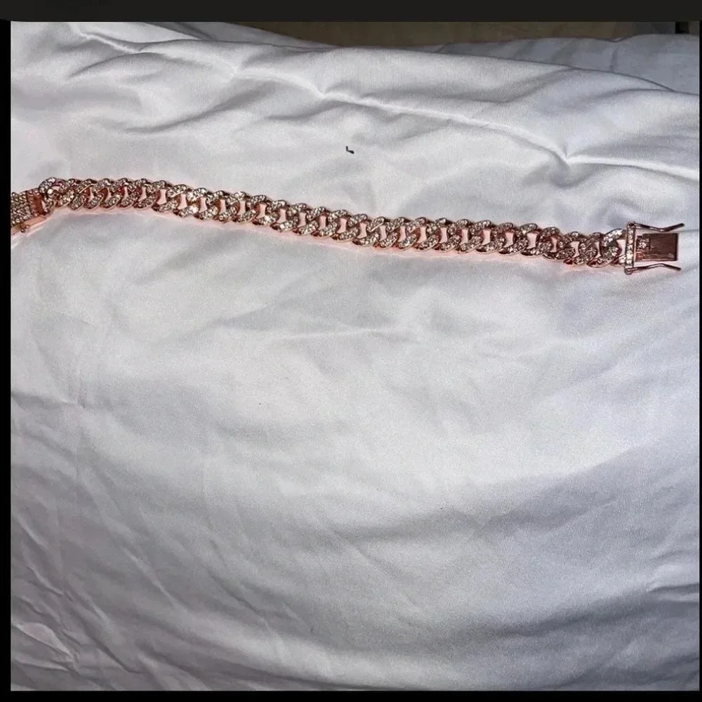 CUBAN LINK ICED OUT ROSE GOLD DOG CHAIN SIZE MEDIUM SPOIL YOUR PUP! 14”LONG